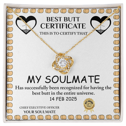 Best Butt & Endless Love Certified! Funny Love Knot Necklace Valentine's Day Gift - Mallard Moon Gift Shop