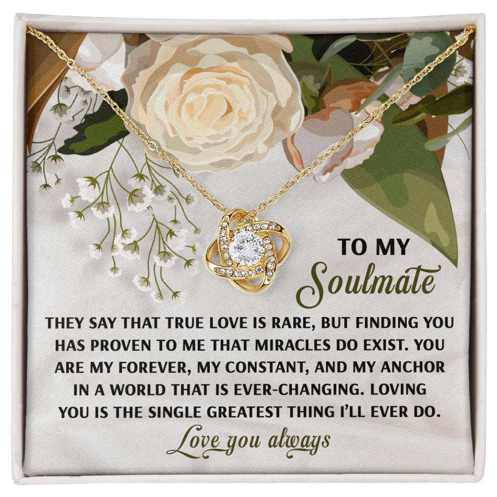 Romantic Anniversary, Valentine's Day Gift for Soulmate, Wife, Girlfriend - Miracles Exist - Love Knot Pendant Necklace - Mallard Moon Gift Shop