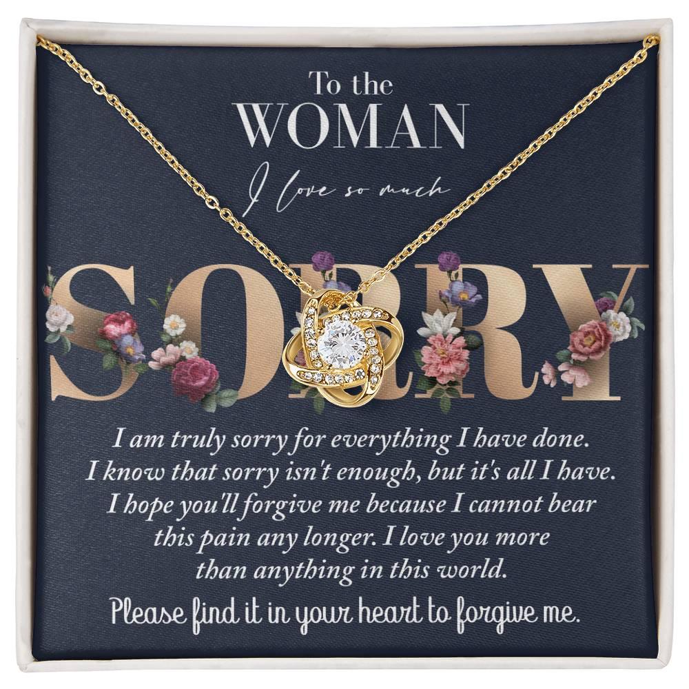 Apology Gift for Girlfriend, Wife, Soulmate - Sorry, Bear This Pain - Love Knot Pendant Necklace - Mallard Moon Gift Shop