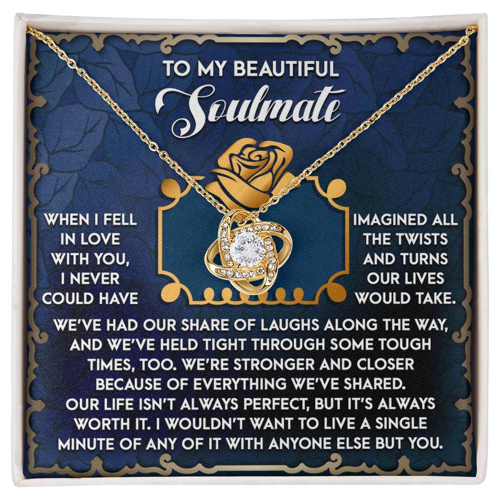 To My Beautiful Soulmate - Love Knot Necklace – A Heartfelt Gift Celebrating Life’s Journey Together - Mallard Moon Gift Shop