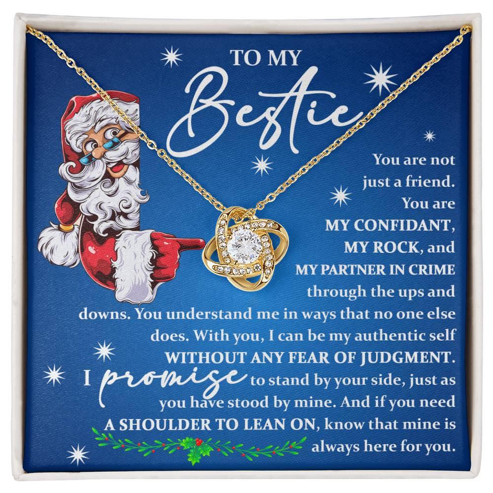 To My Bestie - You are My Rock and My Partner in Crime - Love Knot Necklace - Mallard Moon Gift Shop