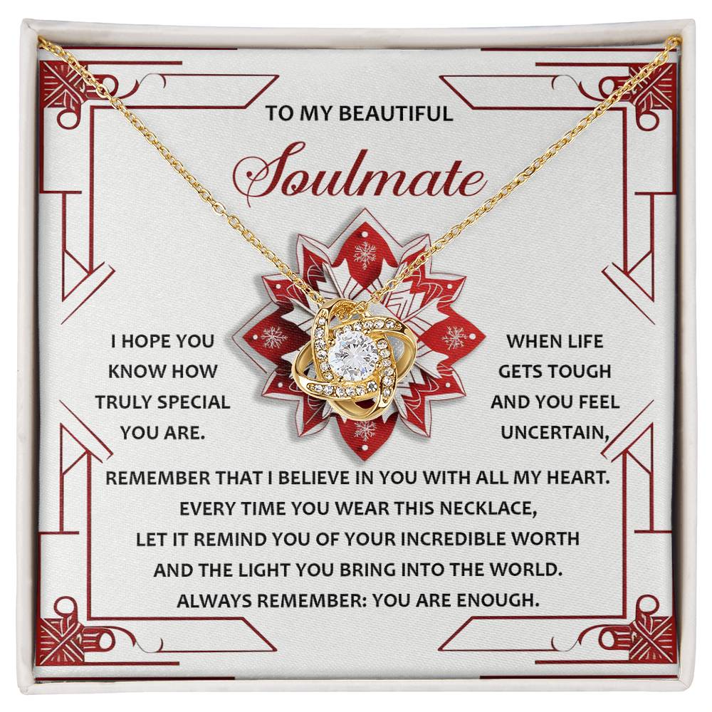 Gift for Soulmate - You Are Enough - Love Knot Pendant Necklace - Mallard Moon Gift Shop