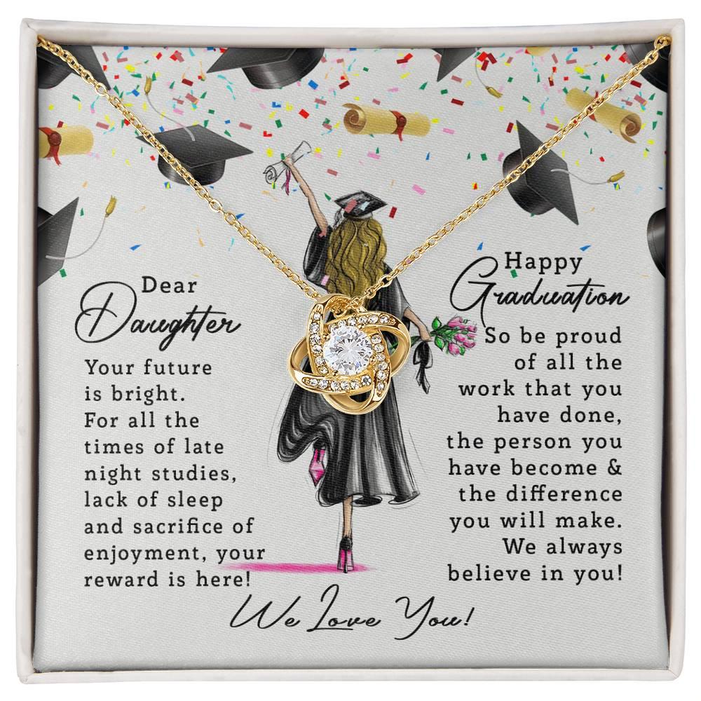 Graduation Gift for Daughter Your Future is Bright Love Knot Pendant Necklace - Mallard Moon Gift Shop