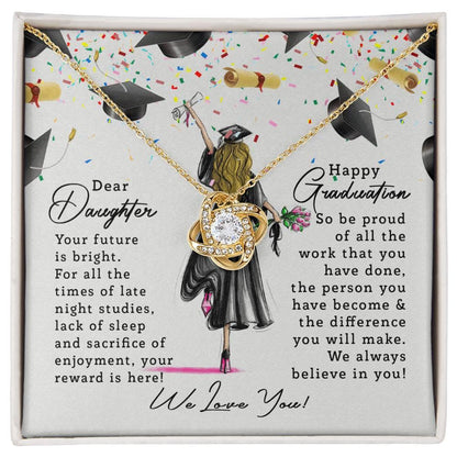 Graduation Gift for Daughter Your Future is Bright Love Knot Pendant Necklace - Mallard Moon Gift Shop