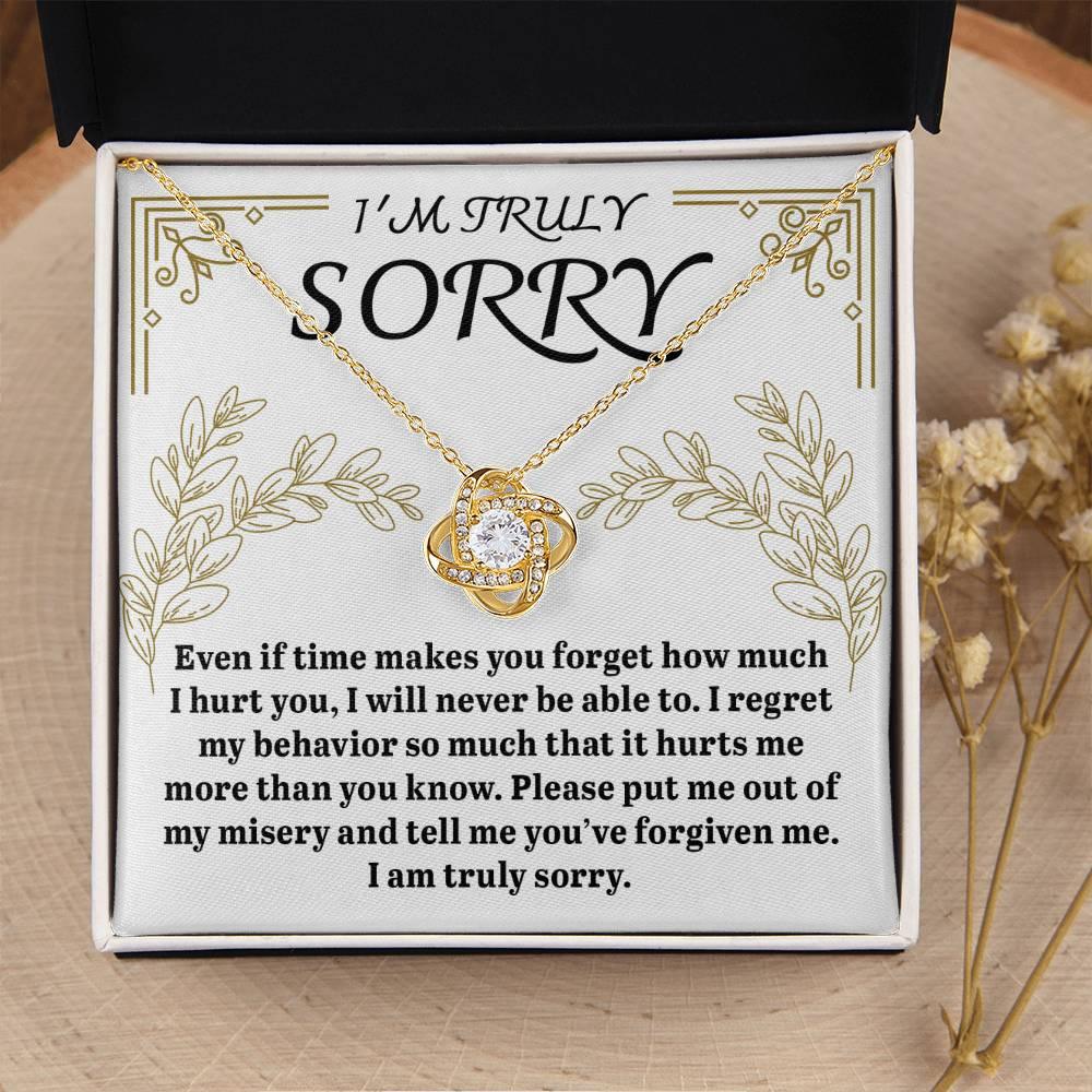 Apology Gift for Girlfriend, Wife, Soulmate - Sorry, It Hurts Me - Love Knot Pendant Necklace - Mallard Moon Gift Shop