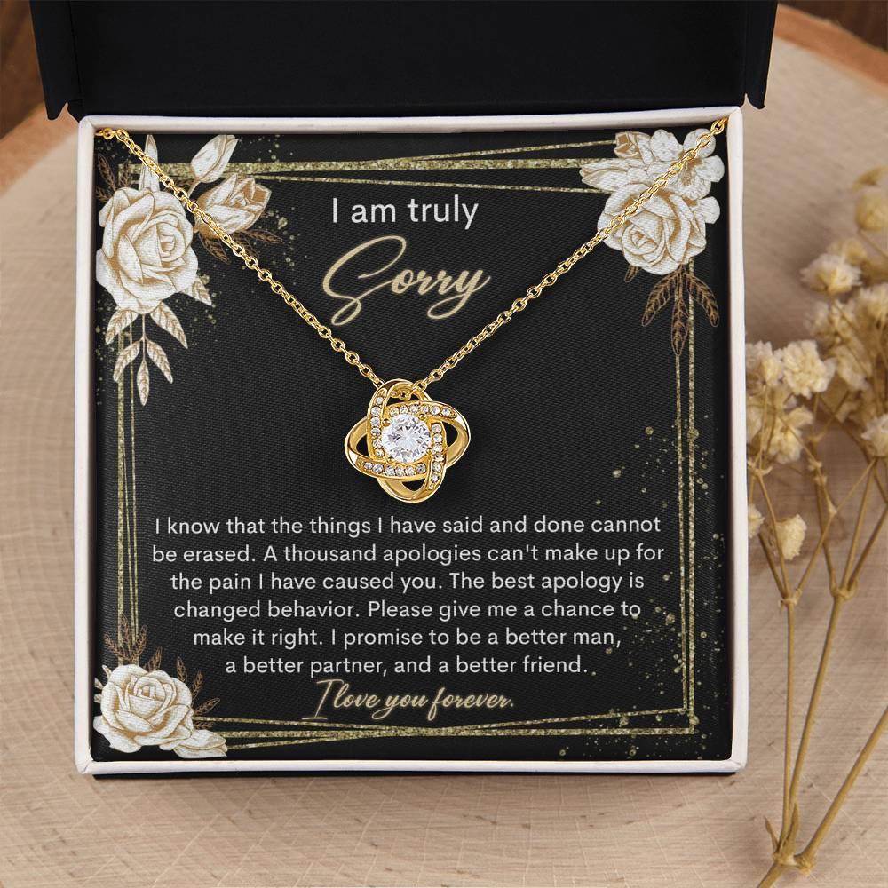 Gift for Girlfriend, Wife - Sorry, Cannot Be Erased - Love Knot Pendant Necklace - Mallard Moon Gift Shop