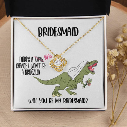 Bridesmaid Invitation Proposal Gift - Will You Be My Bridesmaid Love Knot Pendant Necklace Gift from Bridezilla - Mallard Moon Gift Shop