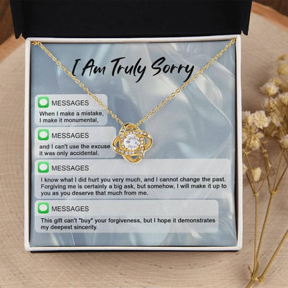 Gift for Girlfriend, Wife - Sorry, Make A Mistake - Love Knot Pendant Necklace - Mallard Moon Gift Shop