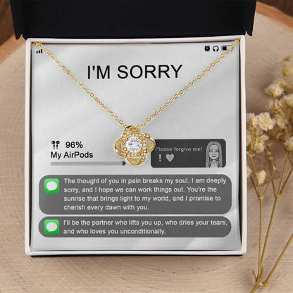 Gift for Girlfriend, Wife - Sorry, Breaks My Soul - Love Knot Pendant Necklace - Mallard Moon Gift Shop