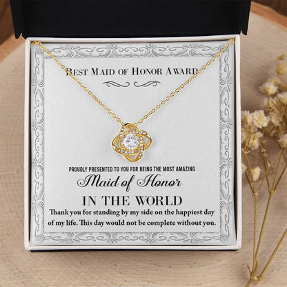 Maid of Honor Wedding Day Gift -Thank You Happiest Day Of My Life - Love Knot Pendant Necklace - Mallard Moon Gift Shop