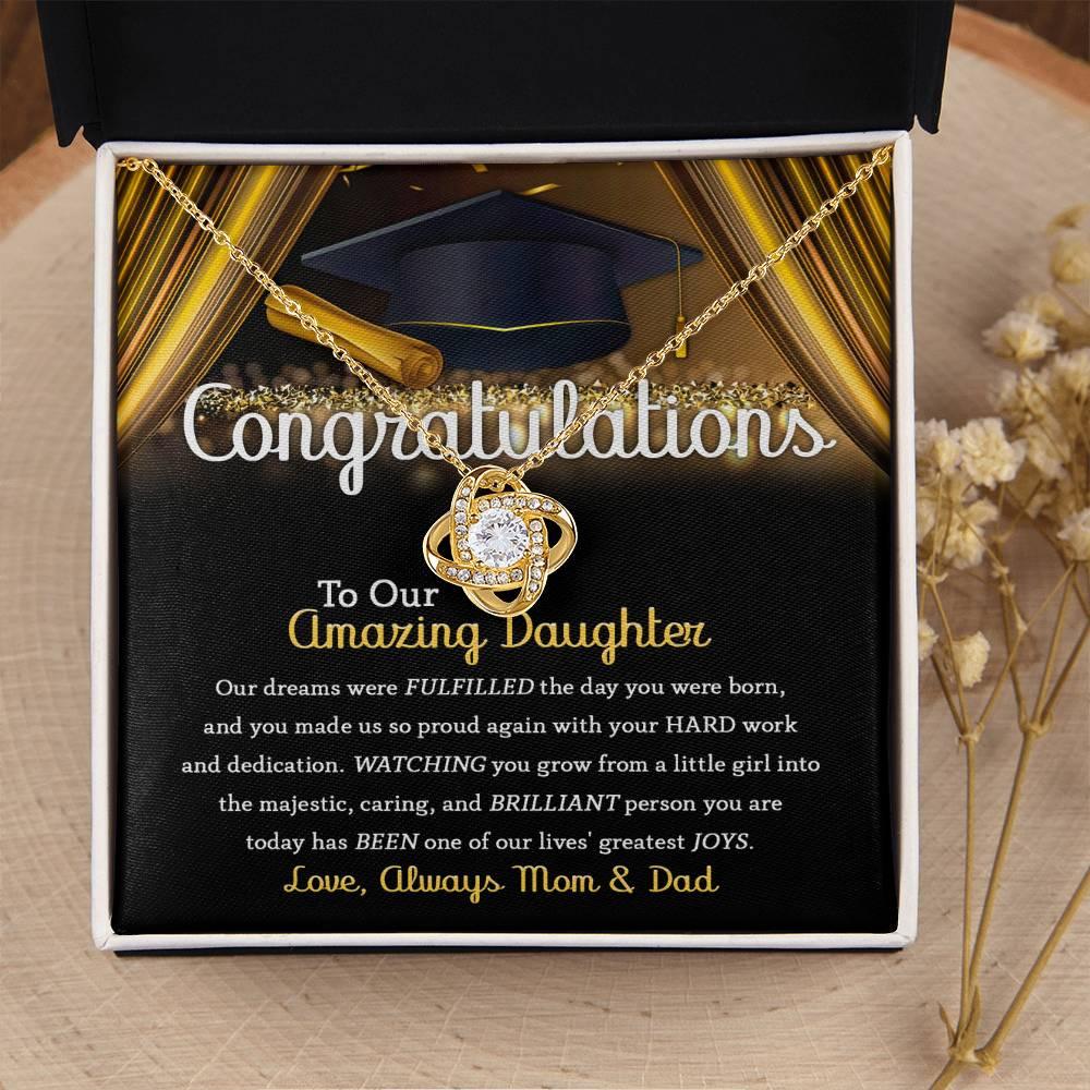 Daughter Graduation Jewelry Necklace with Message Card from Mom and Dad - You Made Us So Proud - Mallard Moon Gift Shop