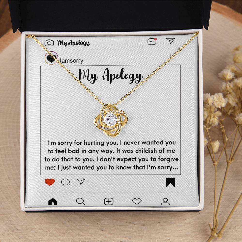 Gift for Girlfriend, Wife - Sorry, My Apology - Love Knot Pendant Necklace - Mallard Moon Gift Shop