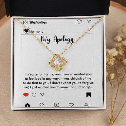 Gift for Girlfriend, Wife - Sorry, My Apology - Love Knot Pendant Necklace - Mallard Moon Gift Shop