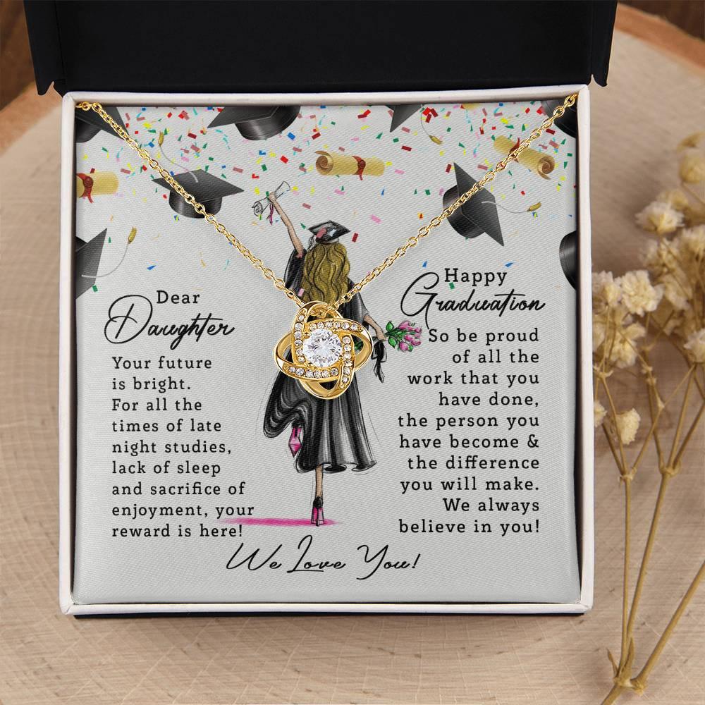 Graduation Gift for Daughter Your Future is Bright Love Knot Pendant Necklace - Mallard Moon Gift Shop