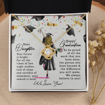 Graduation Gift for Daughter Your Future is Bright Love Knot Pendant Necklace - Mallard Moon Gift Shop