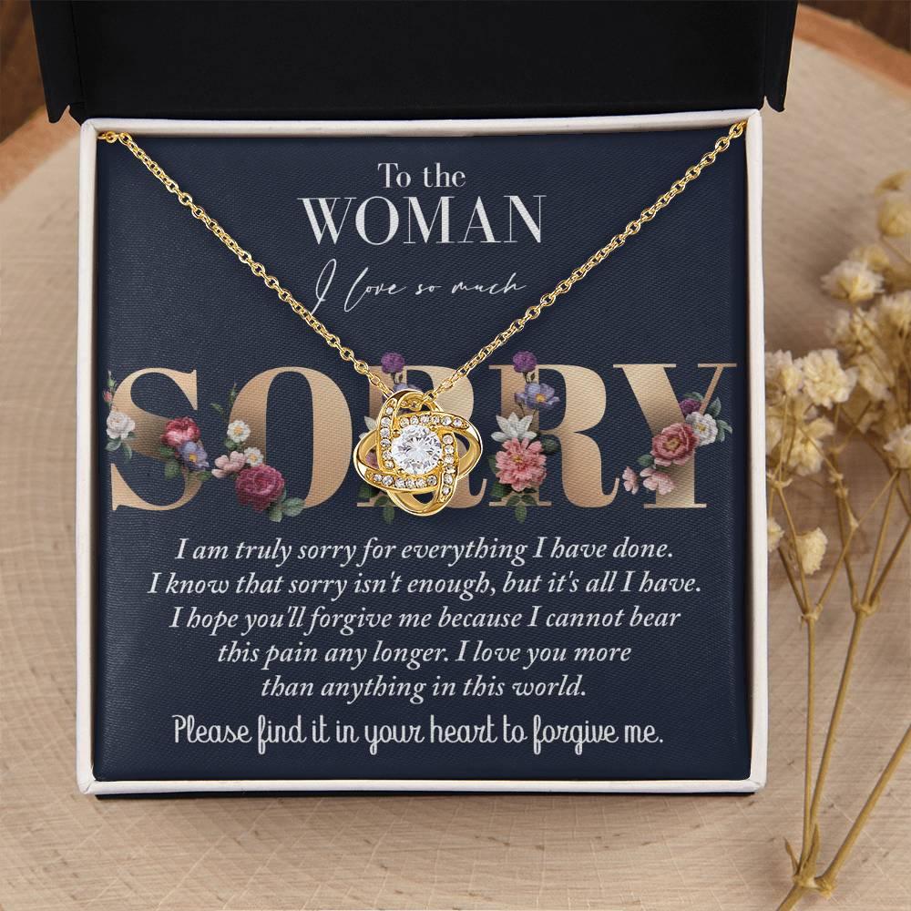 Apology Gift for Girlfriend, Wife, Soulmate - Sorry, Bear This Pain - Love Knot Pendant Necklace - Mallard Moon Gift Shop