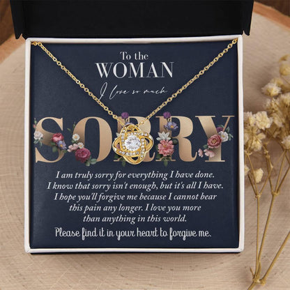 Apology Gift for Girlfriend, Wife, Soulmate - Sorry, Bear This Pain - Love Knot Pendant Necklace - Mallard Moon Gift Shop