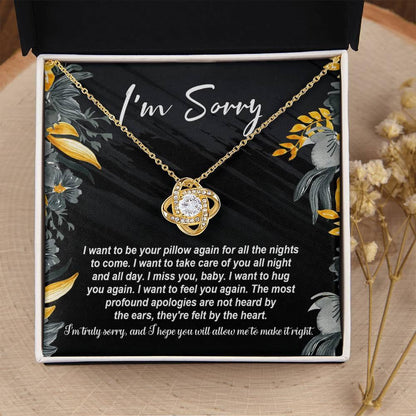 Gift for Girlfriend, Wife - Sorry, Be Your Pillow - Love Knot Pendant Necklace - Mallard Moon Gift Shop