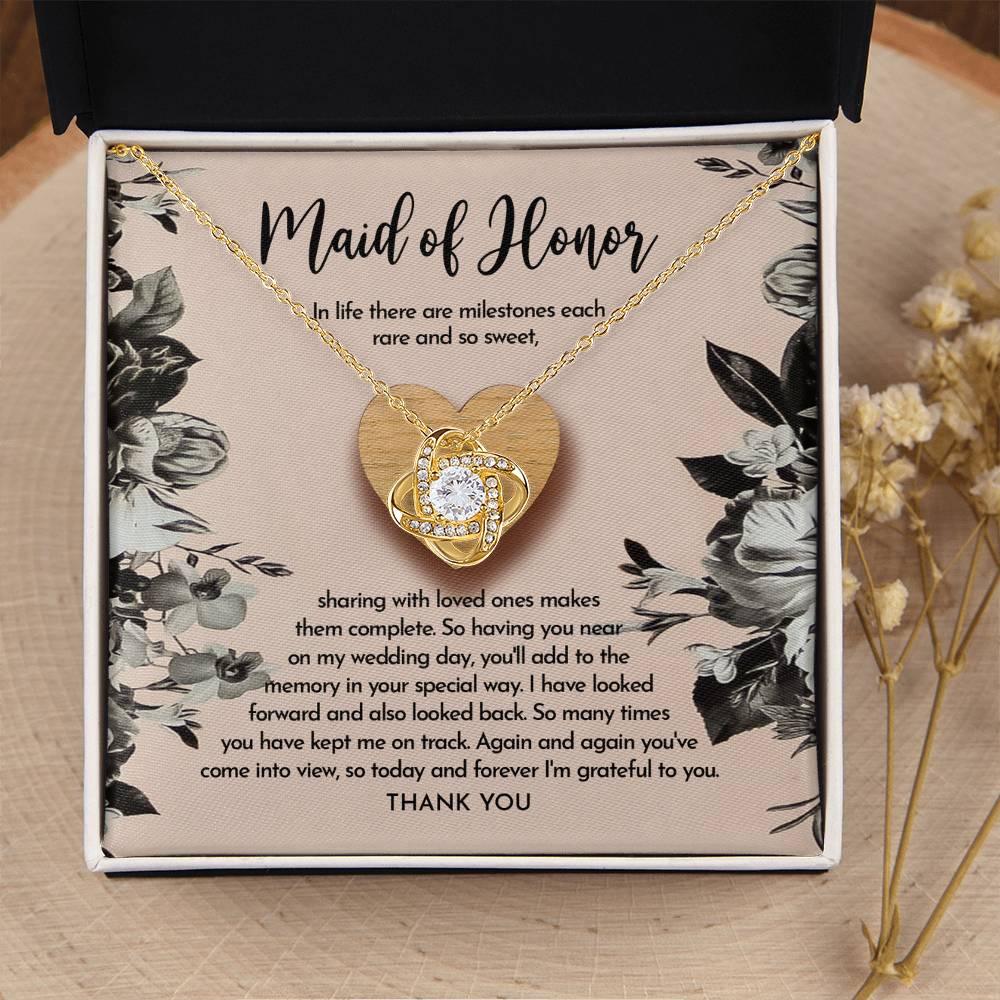 Maid of Honor Wedding Day Gift - My Wedding Day - Love Knot Pendant Necklace - Mallard Moon Gift Shop