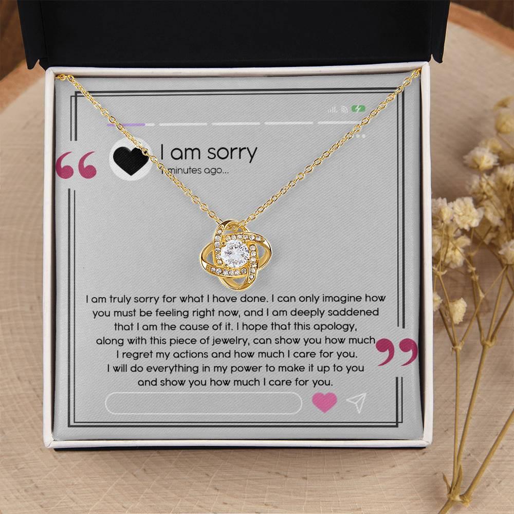 Gift for Girlfriend, Wife - Sorry, I Care For You - Love Knot Pendant Necklace - Mallard Moon Gift Shop
