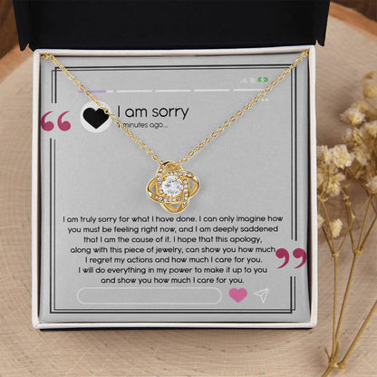 Gift for Girlfriend, Wife - Sorry, I Care For You - Love Knot Pendant Necklace - Mallard Moon Gift Shop