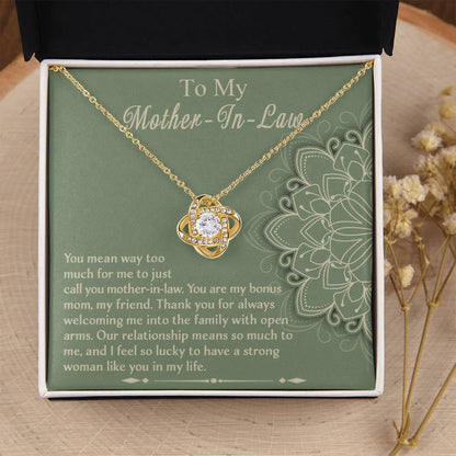 Mother-In-Law Gift - I Feel Lucky to Have A Strong Woman in My Life Love Knot Necklace - Mallard Moon Gift Shop