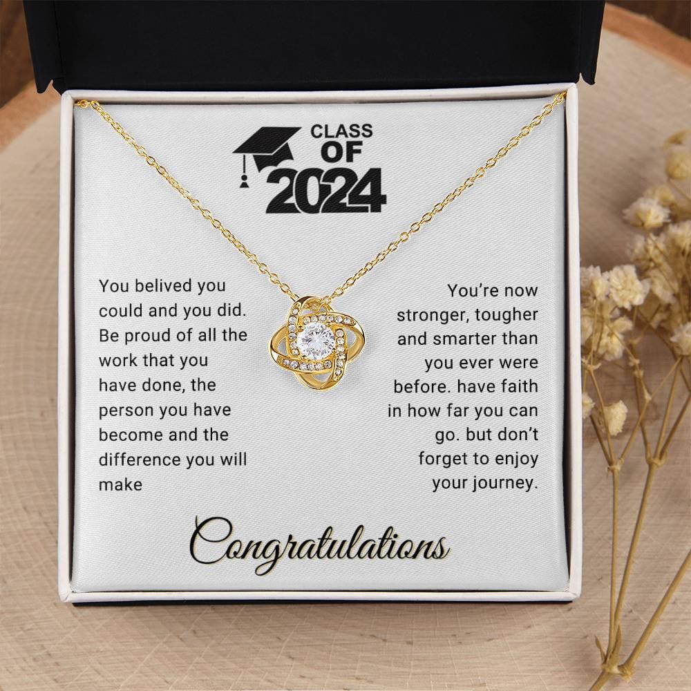 Graduation Gift Class of 2024 You Believed you Could Congratulations Love Knot Pendant Necklace - Mallard Moon Gift Shop