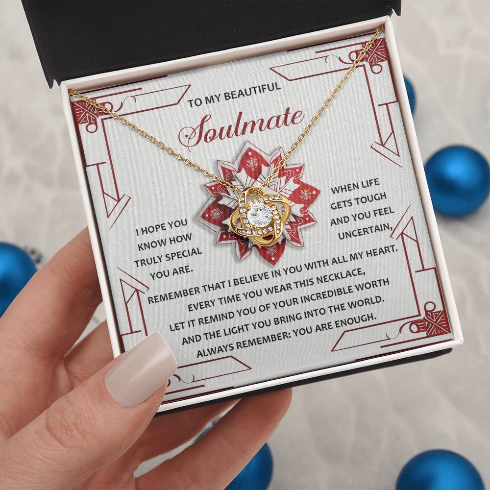 Gift for Soulmate - You Are Enough - Love Knot Pendant Necklace - Mallard Moon Gift Shop