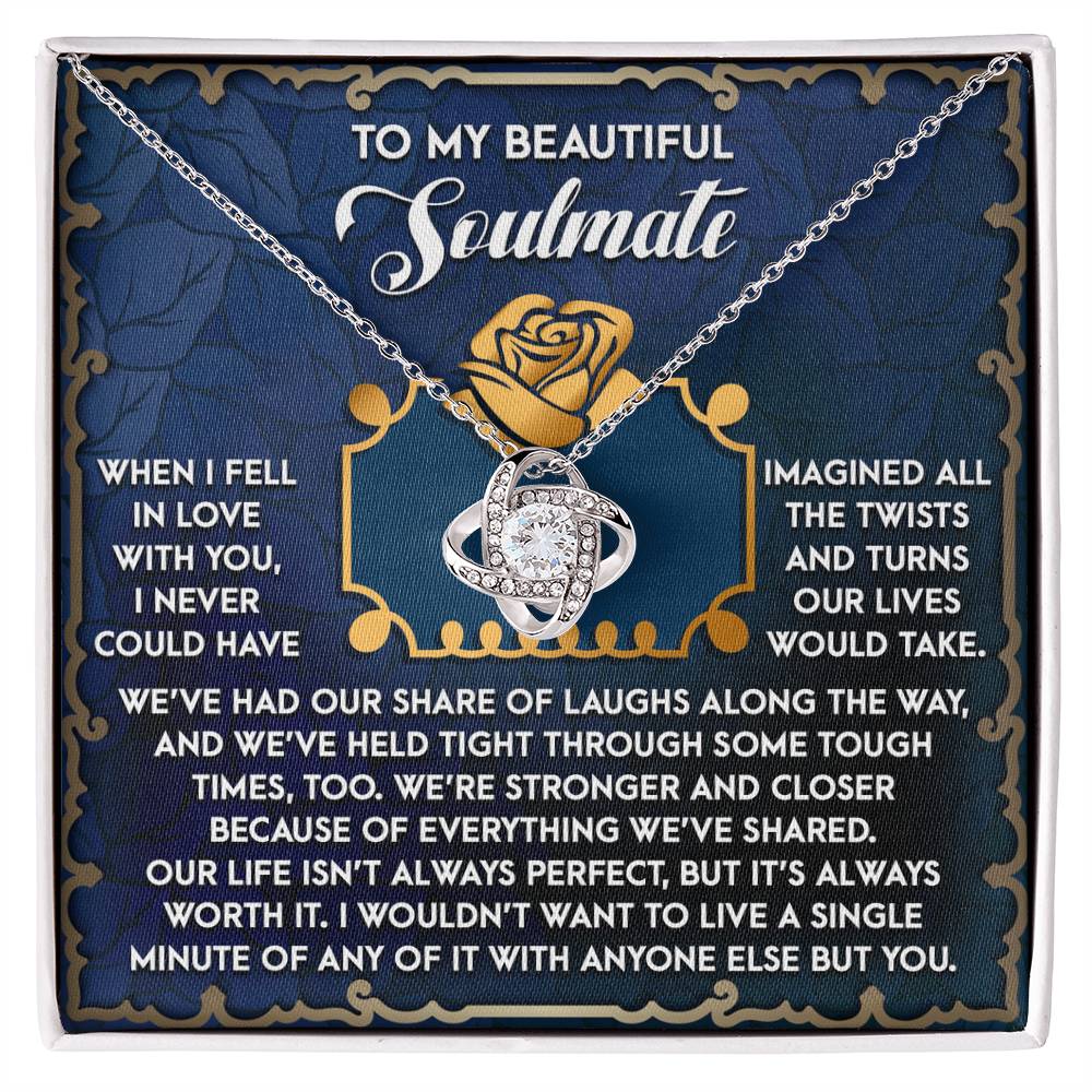 To My Beautiful Soulmate - Love Knot Necklace – A Heartfelt Gift Celebrating Life’s Journey Together - Mallard Moon Gift Shop