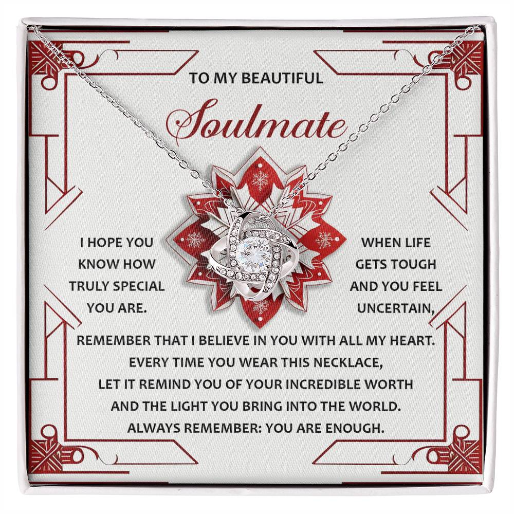 Gift for Soulmate - You Are Enough - Love Knot Pendant Necklace - Mallard Moon Gift Shop