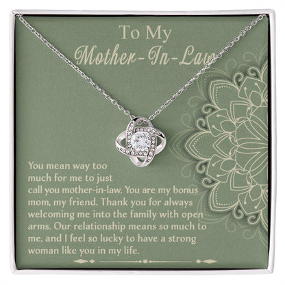 Mother-In-Law Gift - I Feel Lucky to Have A Strong Woman in My Life Love Knot Necklace - Mallard Moon Gift Shop