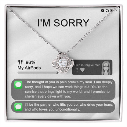 Gift for Girlfriend, Wife - Sorry, Breaks My Soul - Love Knot Pendant Necklace - Mallard Moon Gift Shop