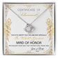 Maid Of Honor Wedding Day Gift - Certificate Of Achievement - Love Knot Pendant Necklace - Mallard Moon Gift Shop