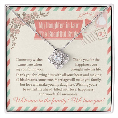 Daughter-In-Law Wedding Day Gift Welcome to the Family Love Knot Pendant Necklace - Mallard Moon Gift Shop