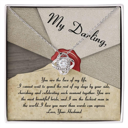 My Darling Bride Love of My Life Love Knot Pendant Necklace - Mallard Moon Gift Shop