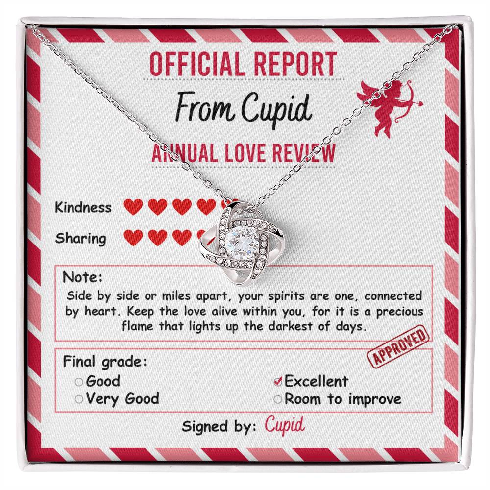 Cupid’s Official Love Report - Love Knot Necklace – A Fun and Heartfelt Valentine’s Day Gift - Mallard Moon Gift Shop