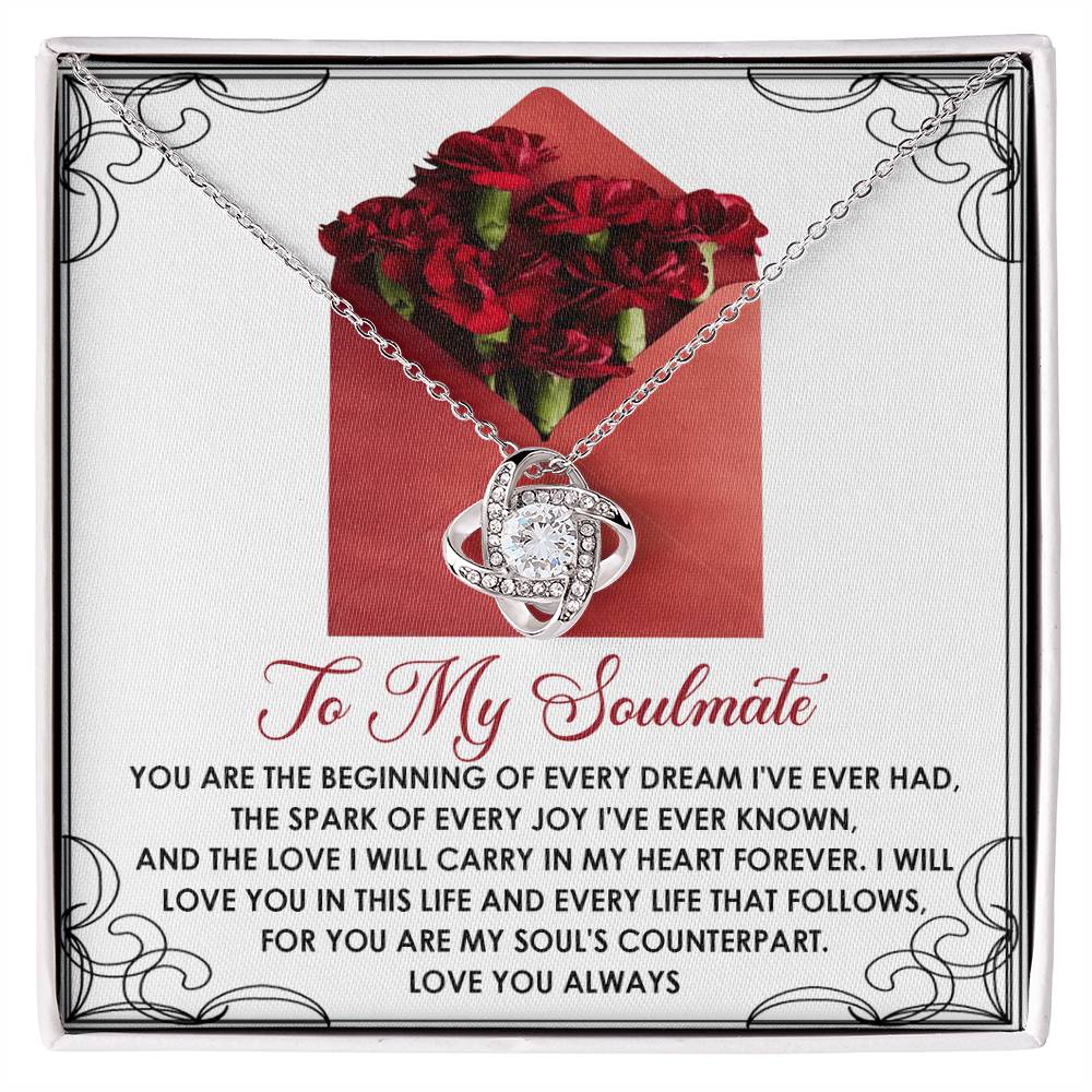 Romantic Anniversary, Valentine's Day Gift for Soulmate, Wife, Girlfriend - Carry In My Heart Forever - Love Knot Pendant Necklace - Mallard Moon Gift Shop