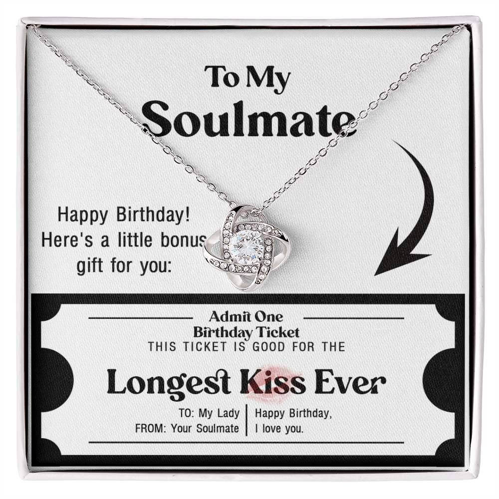 Soulmate Birthday Love Knot Necklace – Longest Kiss Ever Message Card | Romantic Gift for Wife or Girlfriend - Mallard Moon Gift Shop
