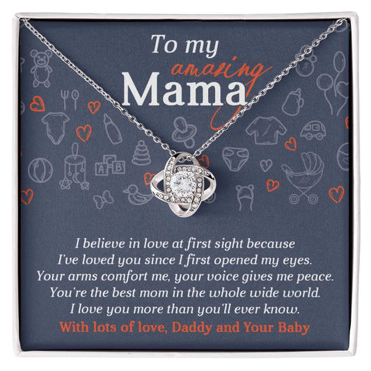 Mom To Be-At First Sight To My Mom - Love Knot Necklace - Mallard Moon Gift Shop