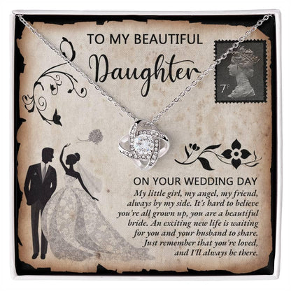 Daughter Wedding Day Gift Beautiful Bride Love Knot Pendant Necklace - Mallard Moon Gift Shop
