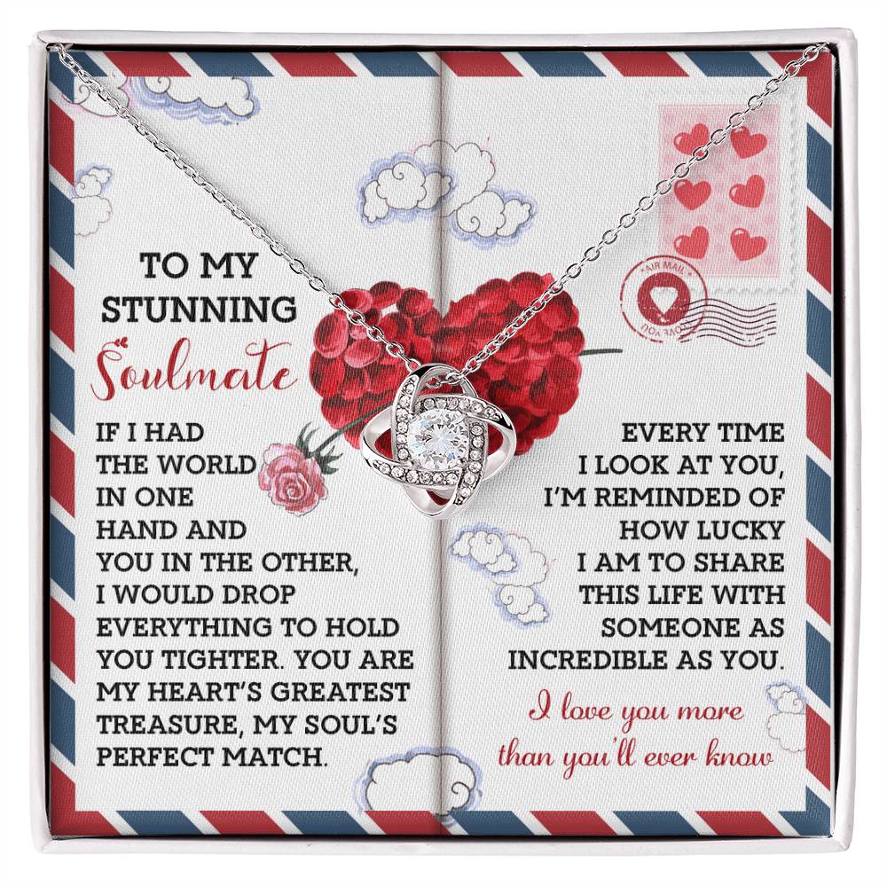 Romantic Anniversary, Valentine's Day Gift for Soulmate, Wife, Girlfriend - My Heart’s Greatest Treasure - Love Knot Pendant Necklace - Mallard Moon Gift Shop