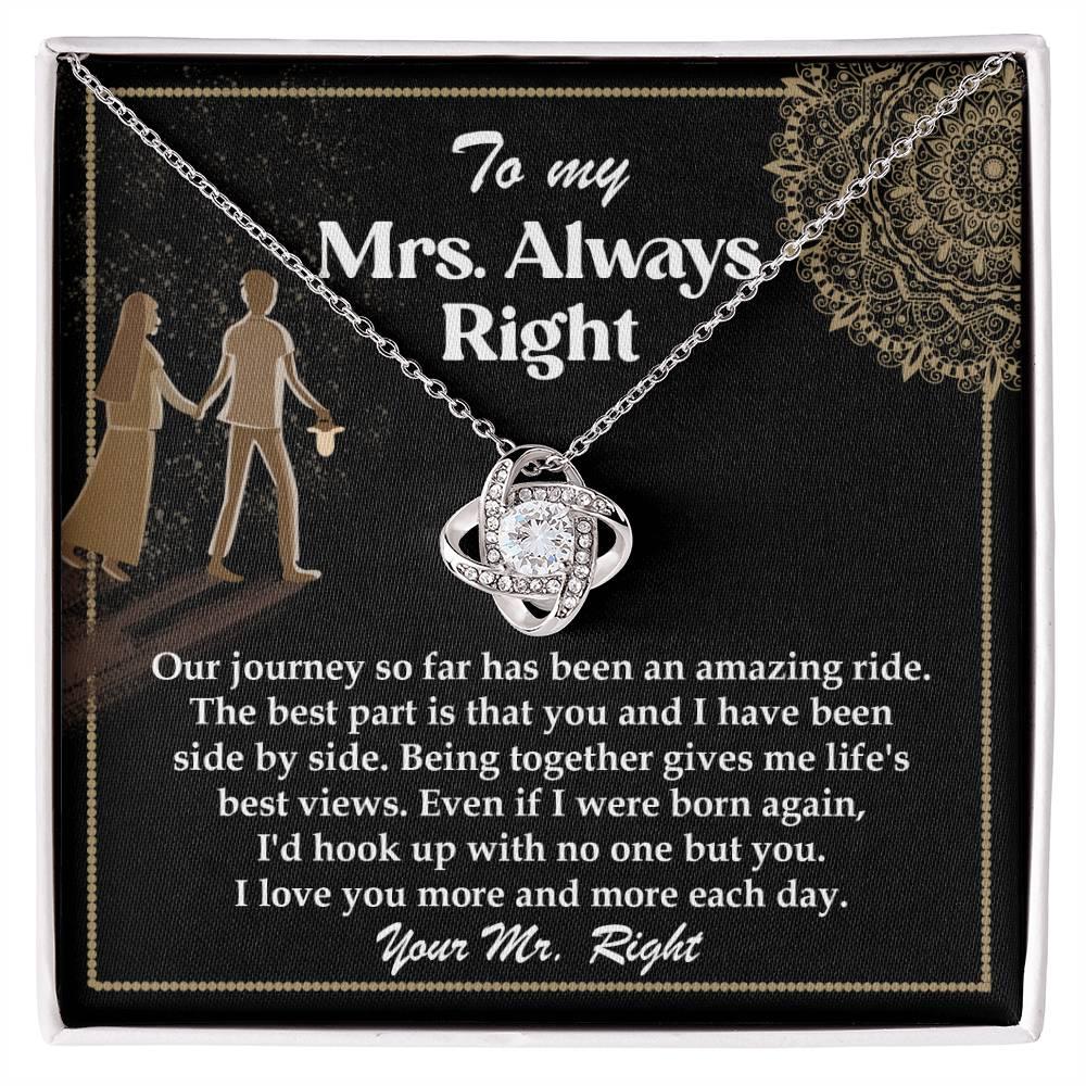 Wife Gift Always Right Love Knot Pendant Necklace - Mallard Moon Gift Shop