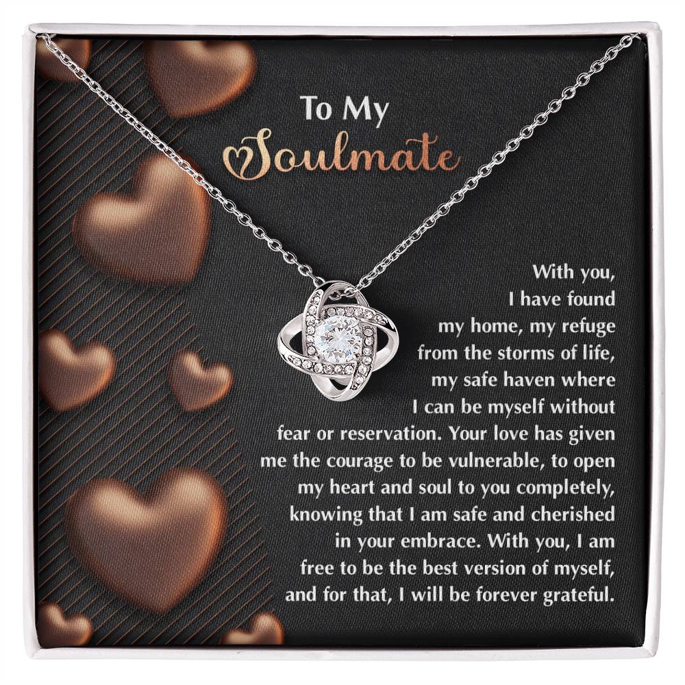To My Soulmate" Love Knot Necklace – A Heartfelt Valentine’s Day Gift for Your Safe Haven and Forever Love - Mallard Moon Gift Shop