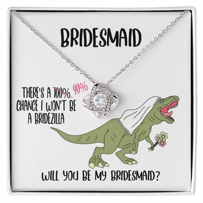 Bridesmaid Invitation Proposal Gift - Will You Be My Bridesmaid Love Knot Pendant Necklace Gift from Bridezilla - Mallard Moon Gift Shop