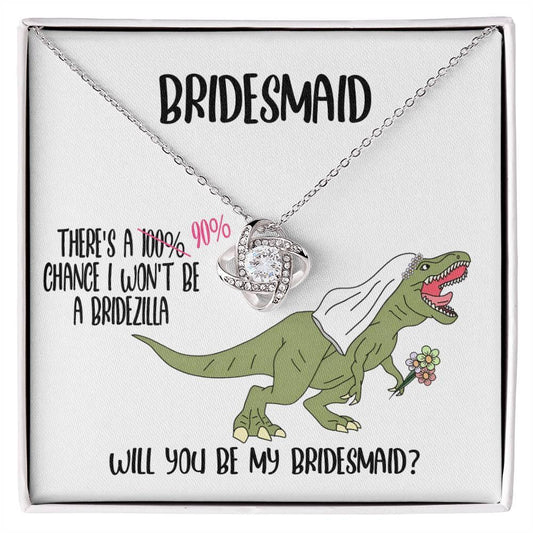 Bridesmaid Invitation Proposal Gift - Will You Be My Bridesmaid Love Knot Pendant Necklace Gift from Bridezilla - Mallard Moon Gift Shop