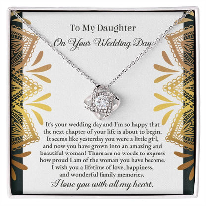 Daughter Wedding Day Gift - A Little Girl - Love Knot Pendant Necklace - Mallard Moon Gift Shop