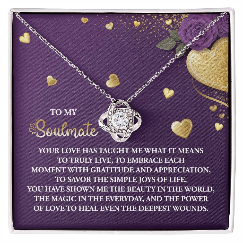 To My Soulmate" Love Knot Necklace – A Beautiful Valentine’s Day Gift Celebrating Love, Joy, and Healing - Mallard Moon Gift Shop