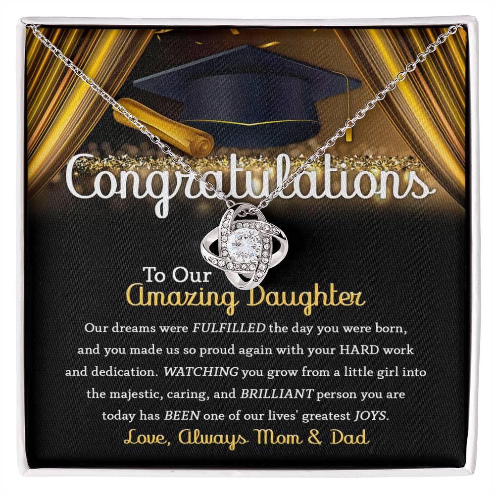 Daughter Graduation Jewelry Necklace with Message Card from Mom and Dad - You Made Us So Proud - Mallard Moon Gift Shop