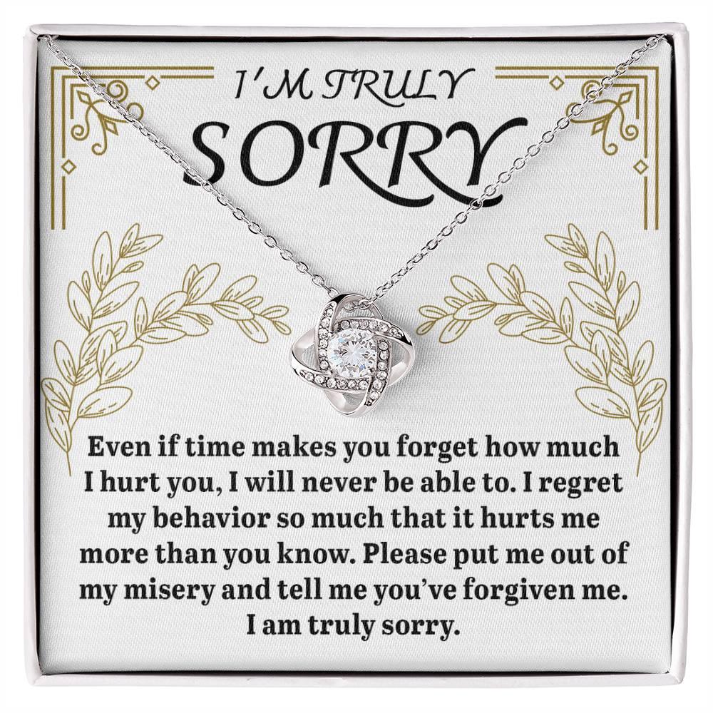 Apology Gift for Girlfriend, Wife, Soulmate - Sorry, It Hurts Me - Love Knot Pendant Necklace - Mallard Moon Gift Shop