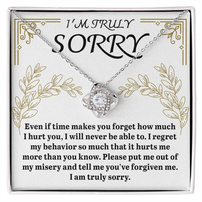 Apology Gift for Girlfriend, Wife, Soulmate - Sorry, It Hurts Me - Love Knot Pendant Necklace - Mallard Moon Gift Shop